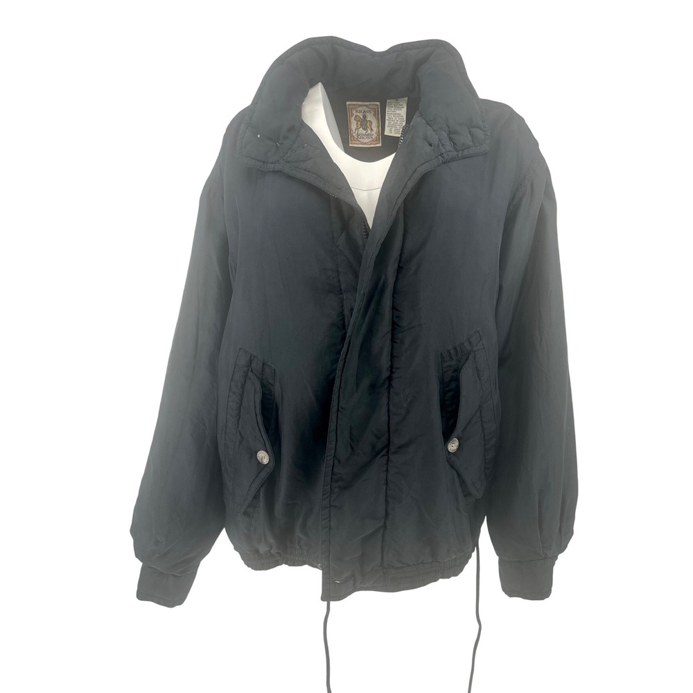 Vintage 90s Kriss Kross Silk‎ Bomber Jacket Black Quilted Lined M/L